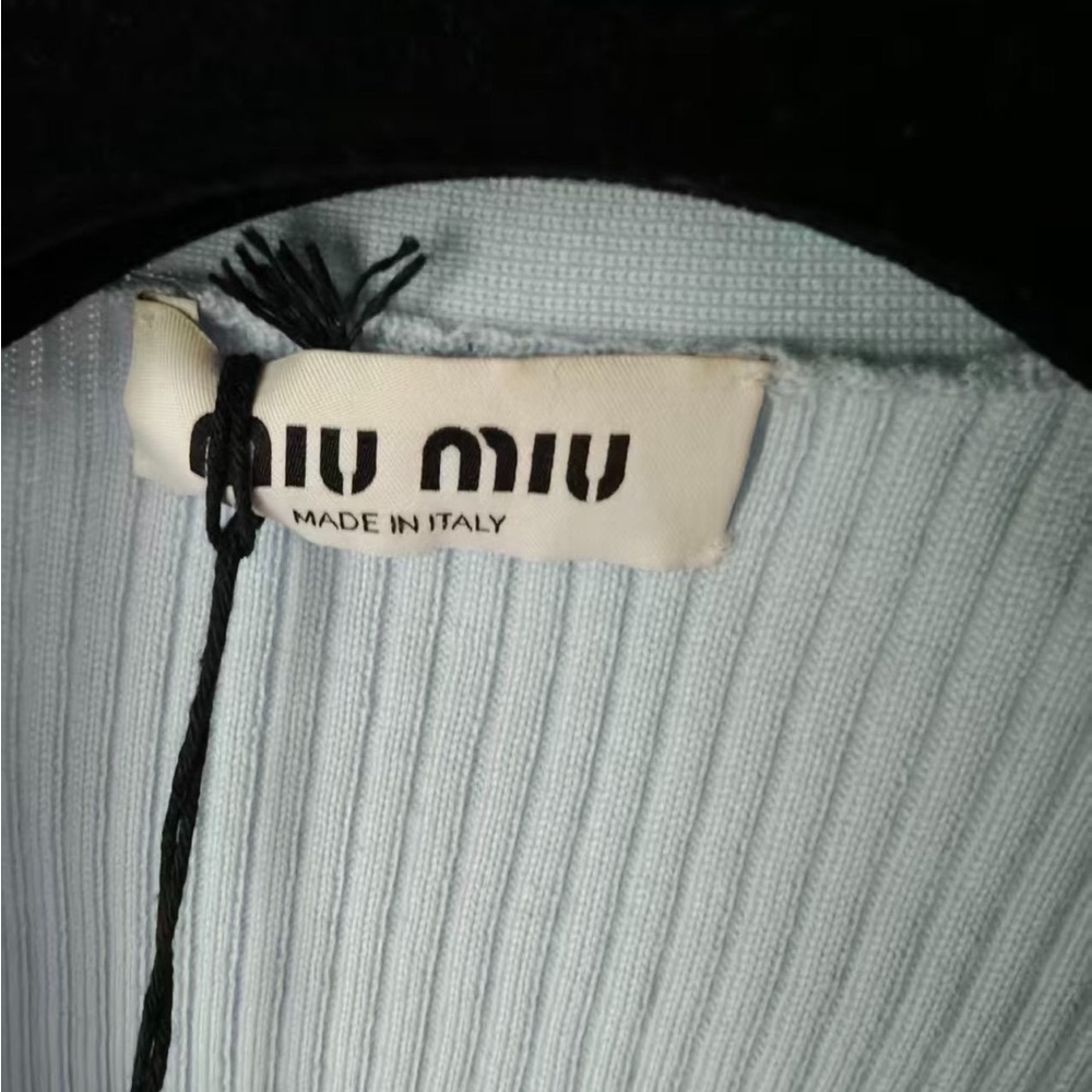 Authentic Miu Miu Pastel Blue Embellished Cardigan - Picture 3 of 6